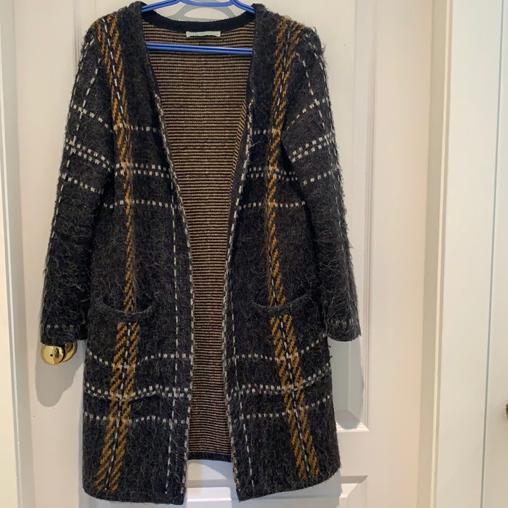 Women's Plaid Open Front Sweater Cardigan